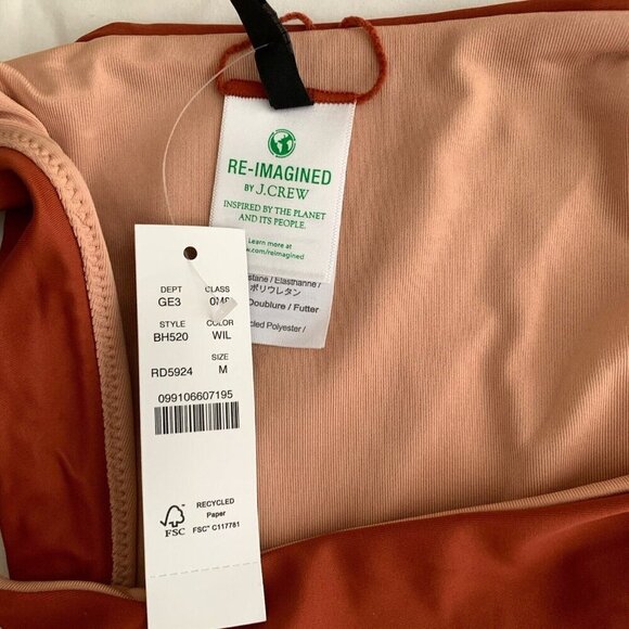 J Crew Swimsuit Womens Medium Bikini Bottom String Cheeky Curved Beads Brick Red - Picture 8 of 10